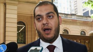 Image of lawyer Moustafa Kheir speaking to reporters
